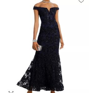 Aqua Bloomingdale’s Off-the-Shoulder Embellished Lace Gown - Exclusive, gorgeous